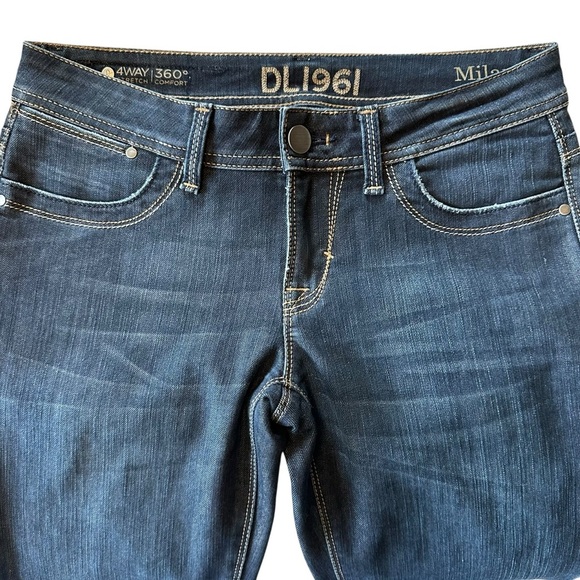 DL1961 Bootcut Milano Stretch Medium Dark Wash Low Rise Jeans Sz 27 - Picture 6 of 7